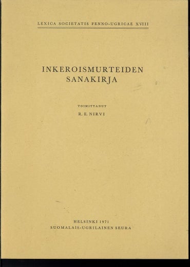 Inkeroismurteiden sanakirja - R.E. Nirvi